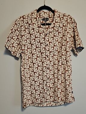 Toad&Co Brown & Cream Geometric Short-Sleeve Button-Up